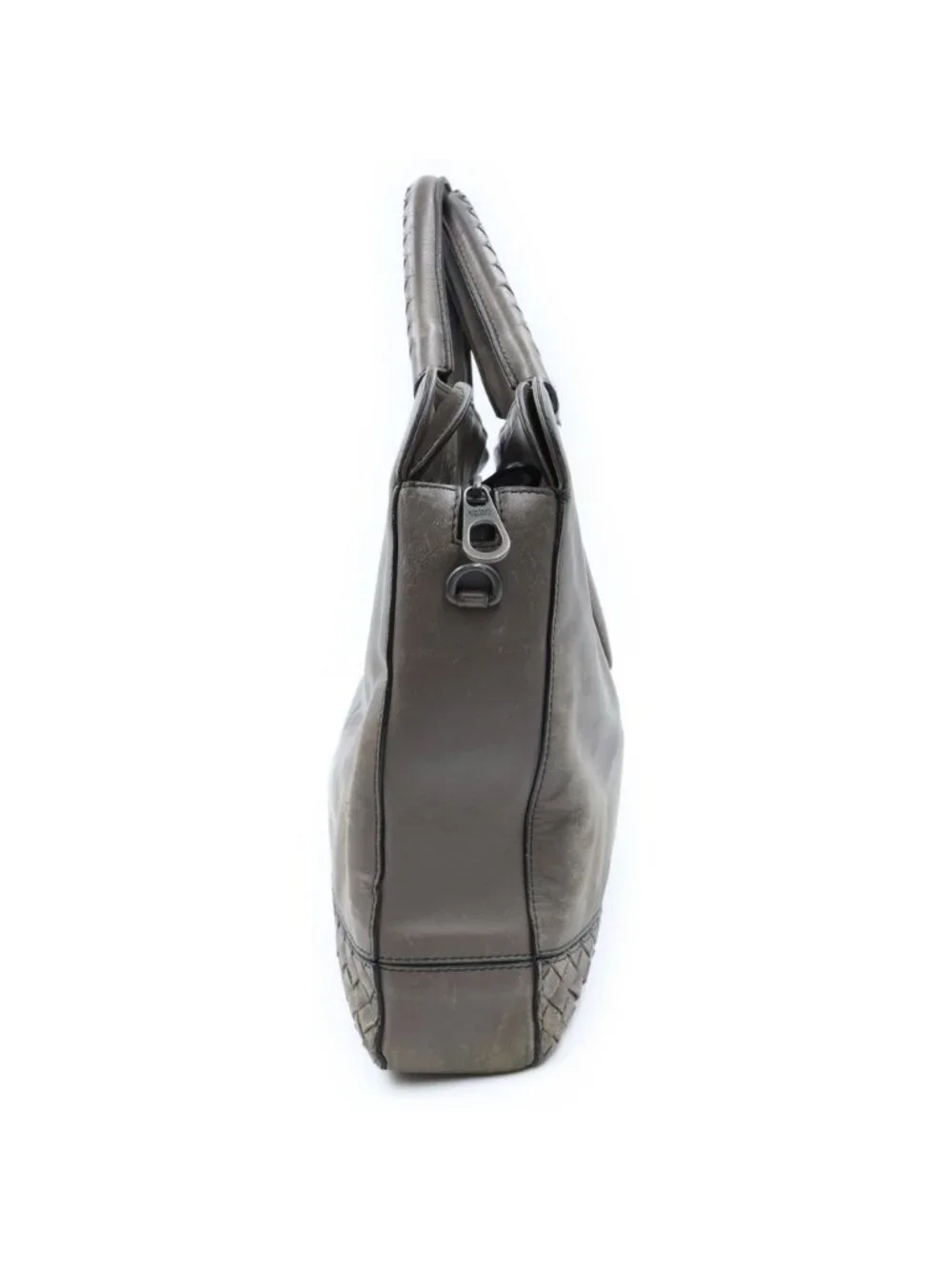 Bottega Veneta Intrecciato Leather Briefcase Business Gray